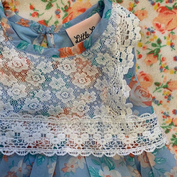Little Lass Blue Lace Floral Set - Picture 5 of 5